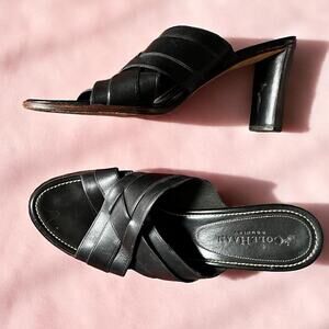 Vintage 90s Cole Haan Black Leather Woven Mules | Made in Italy | Size 9
